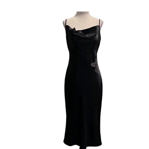 Birdy Grey Womens LISA Black Satin MIDI Spaghetti Slip Dress Small 100% Polyeste - Picture 11 of 11